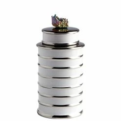 CYAN WHITE CERAMIC CRYSTAL TOP CONTAINERS