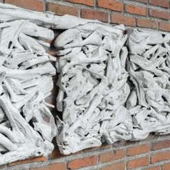 UTTERMOST WHITE DRIFT WOOD WALL TILE Wall Sculptures + Decor