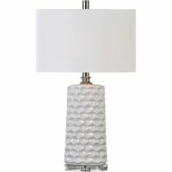 UTTERMOST Lighting WHITE HONEYCOMB CERAMIC OVAL LAMP