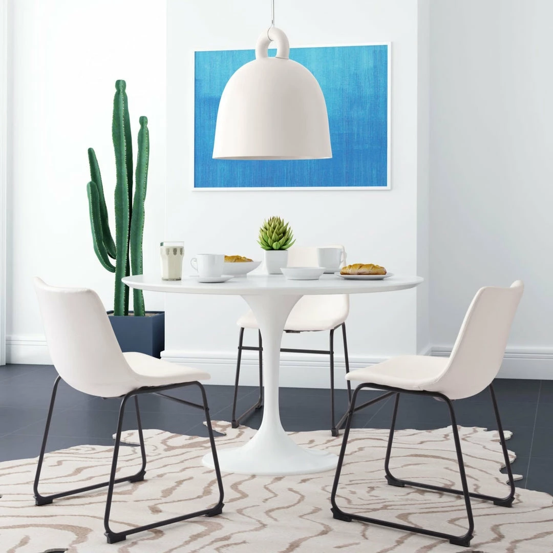 Budget ๐ ZUO WILCO 47"RD DINING TABLE: GLOSS WHITE ๐ 2 ZUO WILCO 47"RD DINING TABLE: GLOSS WHITE