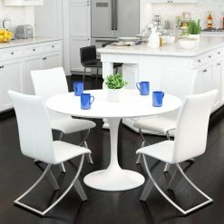Budget ๐ ZUO WILCO 47"RD DINING TABLE: GLOSS WHITE ๐ 6 ZUO WILCO 47