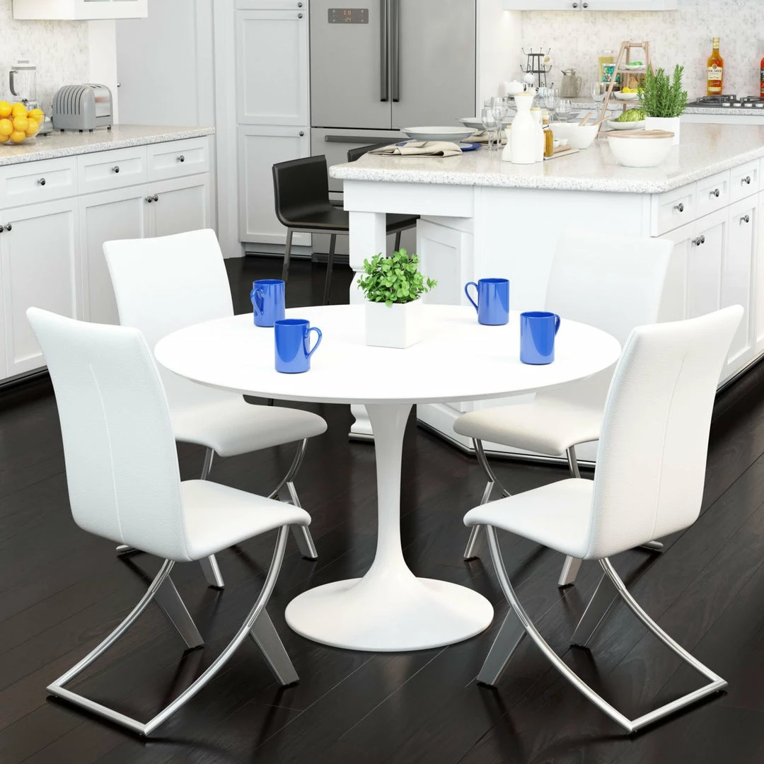 Budget ๐ ZUO WILCO 47"RD DINING TABLE: GLOSS WHITE ๐ 3 ZUO WILCO 47"RD DINING TABLE: GLOSS WHITE
