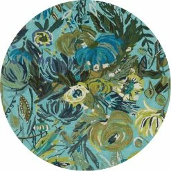 LOLOI WILD BLOOM WOOL RUG: AQUA, GREEN