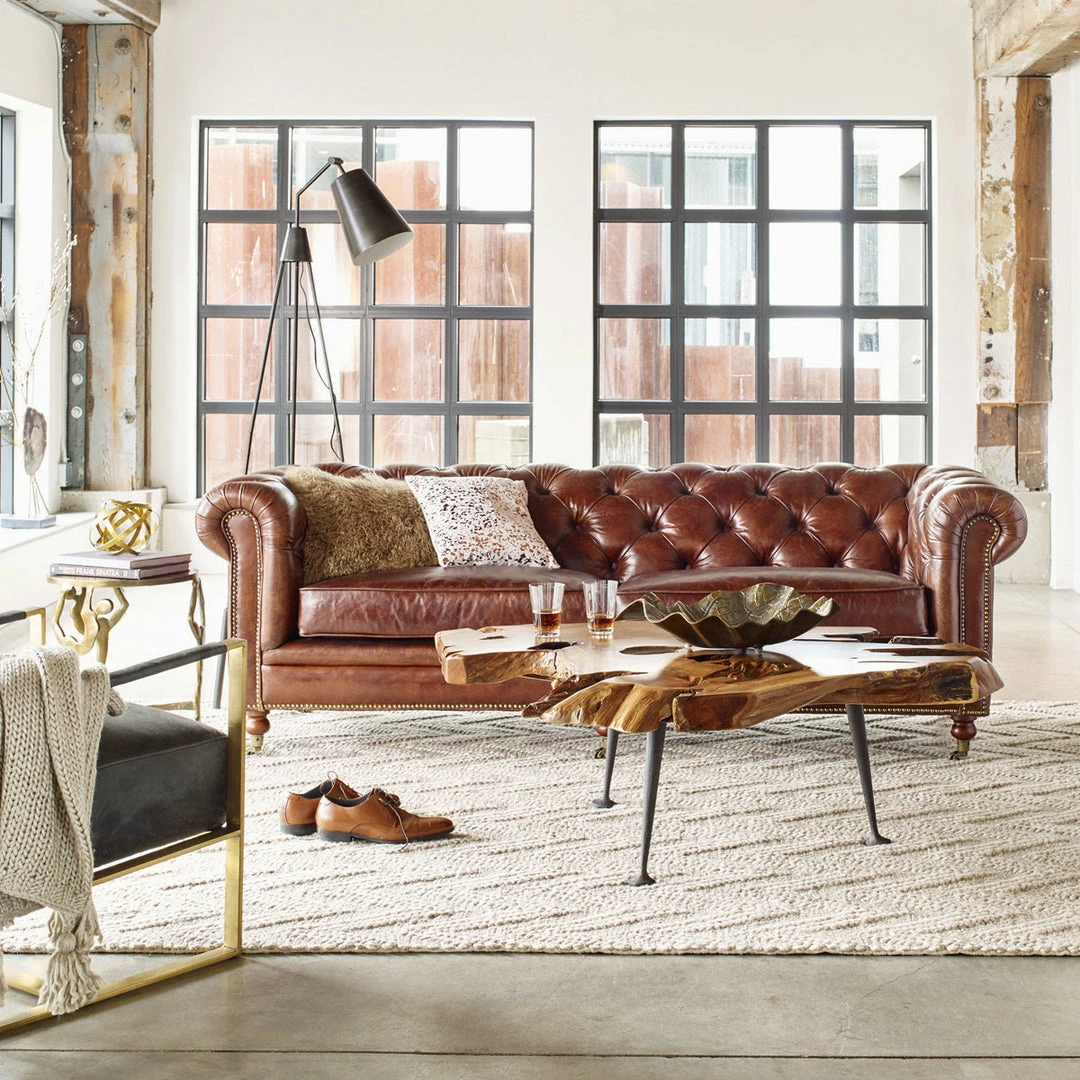 New ๐ฏ MOES Living Room WINDSOR VINTAGE LEATHER CHESTERFIELD SOFA ๐งจ 6 MOES Living Room WINDSOR VINTAGE LEATHER CHESTERFIELD SOFA