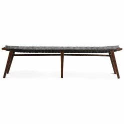 DOVETAIL CAMILA BENCH: BLACK + DARK TEAK Furniture
