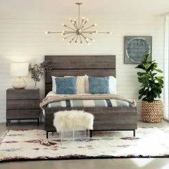 Outlet 𧨠DOVETAIL WREN RUSTIC OAK QUEEN PANEL BED Bedroom ⨠8 DOVETAIL WREN RUSTIC OAK QUEEN PANEL BED Bedroom