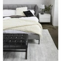 MOES WYATT BLACK LEATHER BEDROOM BENCH