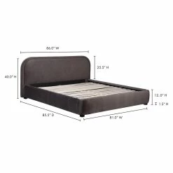 MOES Furniture YOKO CHARCOAL VELVET UPHOLSTERED BED