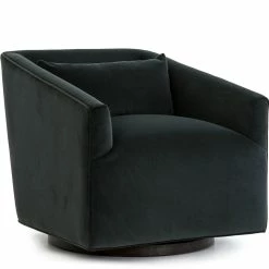 FOUR HANDS Furniture YORK SWIVEL CHAIR: MODERN VELVET SMOKE