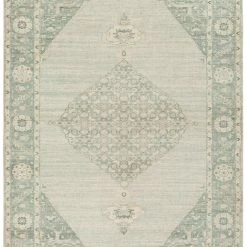 SURYA NORA DISTRESSED VINTAGE PRINT RUG: SAGE