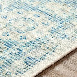 SURYA NORA DISTRESSED VINTAGE PRINT RUG: AQUA