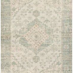 SURYA SOPHIE DISTRESSED VINTAGE PRINT RUG: SAGE