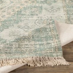 SURYA SOPHIE DISTRESSED VINTAGE PRINT RUG: SAGE
