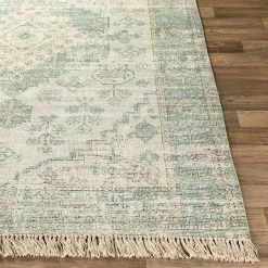SURYA SOPHIE DISTRESSED VINTAGE PRINT RUG: SAGE