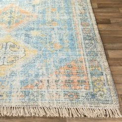 Hot Sale 🧨 SURYA NEVAEH DISTRESSED VINTAGE PRINT RUG: BLUE, ORANGE ⭐ 7 SURYA NEVAEH DISTRESSED VINTAGE PRINT RUG: BLUE, ORANGE