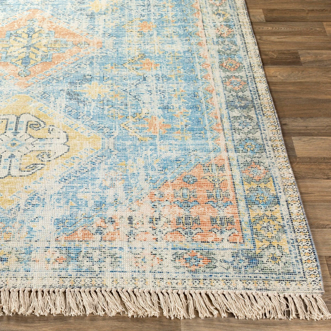 Hot Sale 🧨 SURYA NEVAEH DISTRESSED VINTAGE PRINT RUG: BLUE, ORANGE ⭐ 3 SURYA NEVAEH DISTRESSED VINTAGE PRINT RUG: BLUE, ORANGE
