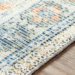Hot Sale 🧨 SURYA NEVAEH DISTRESSED VINTAGE PRINT RUG: BLUE, ORANGE ⭐ 9 SURYA NEVAEH DISTRESSED VINTAGE PRINT RUG: BLUE, ORANGE