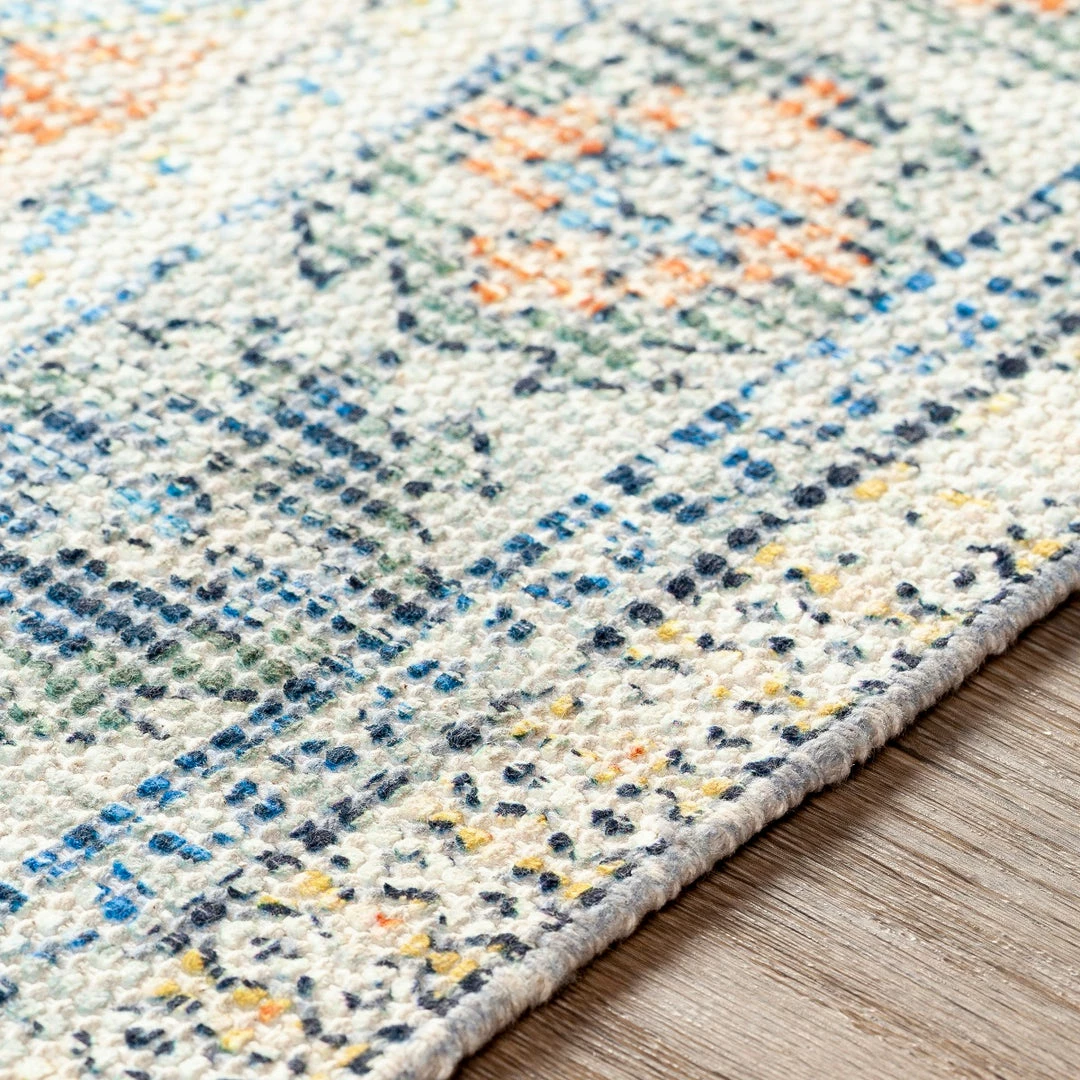 Hot Sale 🧨 SURYA NEVAEH DISTRESSED VINTAGE PRINT RUG: BLUE, ORANGE ⭐ 5 SURYA NEVAEH DISTRESSED VINTAGE PRINT RUG: BLUE, ORANGE