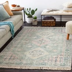 Cheap 🔥 SURYA NEVAEH DISTRESSED VINTAGE PRINT RUG: SAGE, PINK 👏 8 SURYA NEVAEH DISTRESSED VINTAGE PRINT RUG: SAGE, PINK