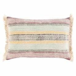 SURYA ZENDAYA BLOCK PRINT LUMBAR PILLOW: PLUM MULTI Pillows + Decor